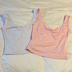 Pink and White Women's Tops